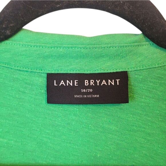 Lane Bryant Women's Kelly Green Linen Blend Polo Shirt Size 18/20 - Picture 3 of 6